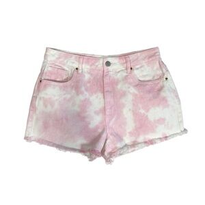 Pacsun White Pink Tie Dye High Rise Festival Denim Frayed Shorts
